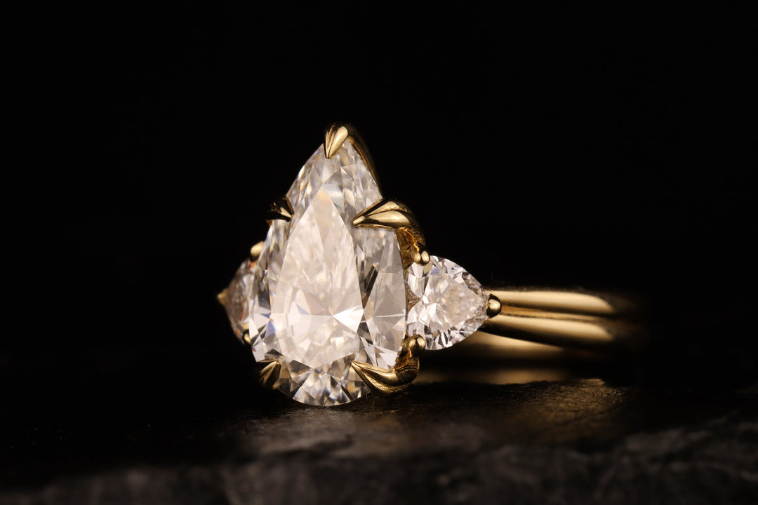 The Eternal Flame – 3ct Pear & Heart Diamond Ring in 18K Gold