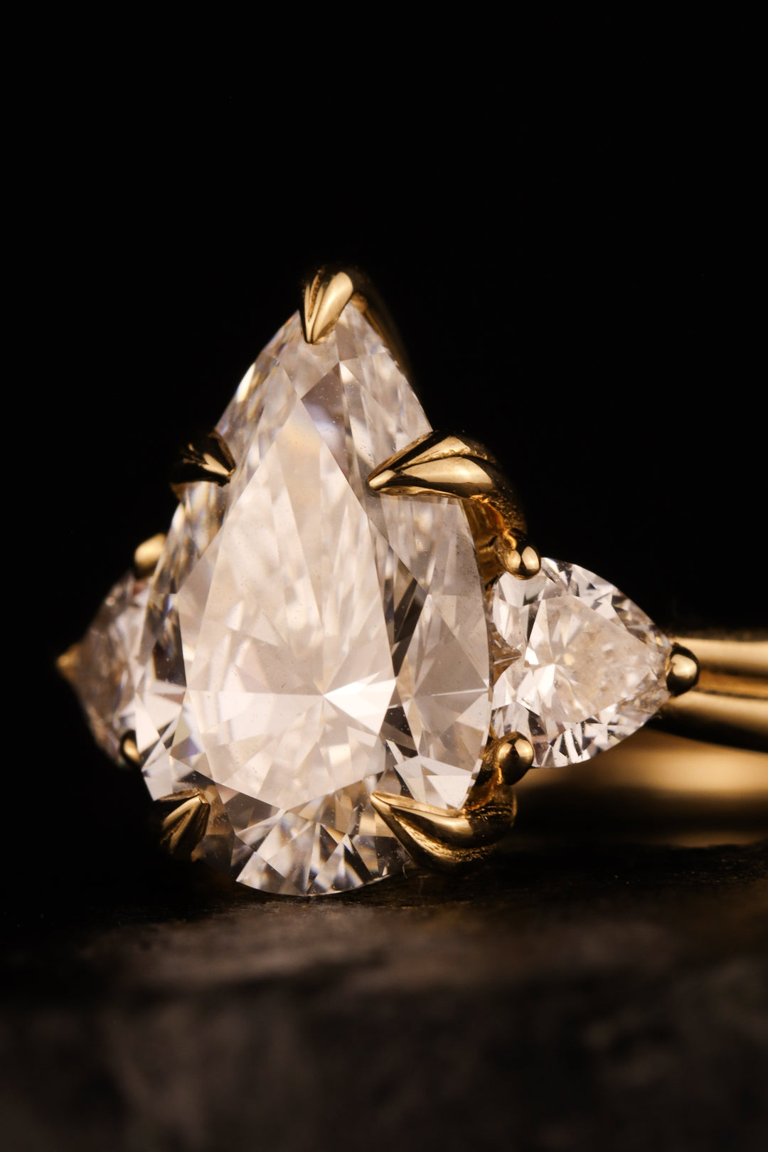 The Eternal Flame – 3ct Pear & Heart Diamond Ring in 18K Gold