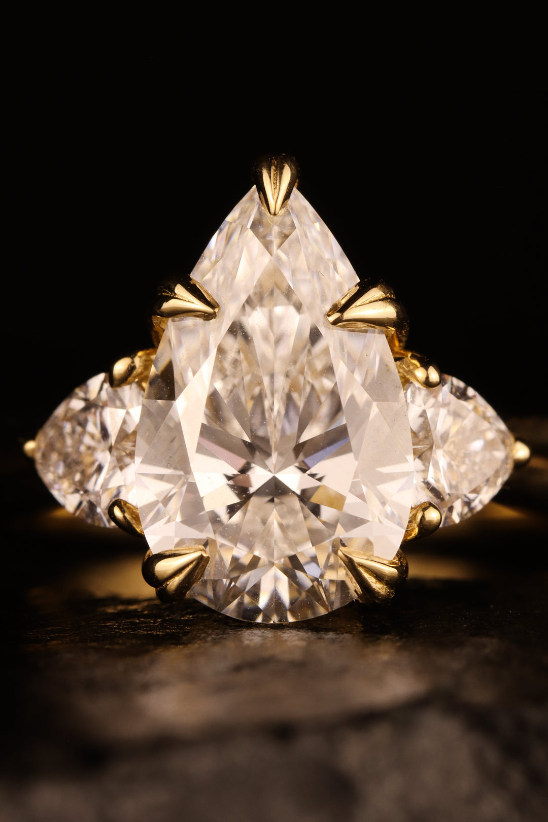 The Eternal Flame – 3ct Pear & Heart Diamond Ring in 18K Gold