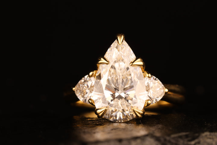 The Eternal Flame – 3ct Pear & Heart Diamond Ring in 18K Gold