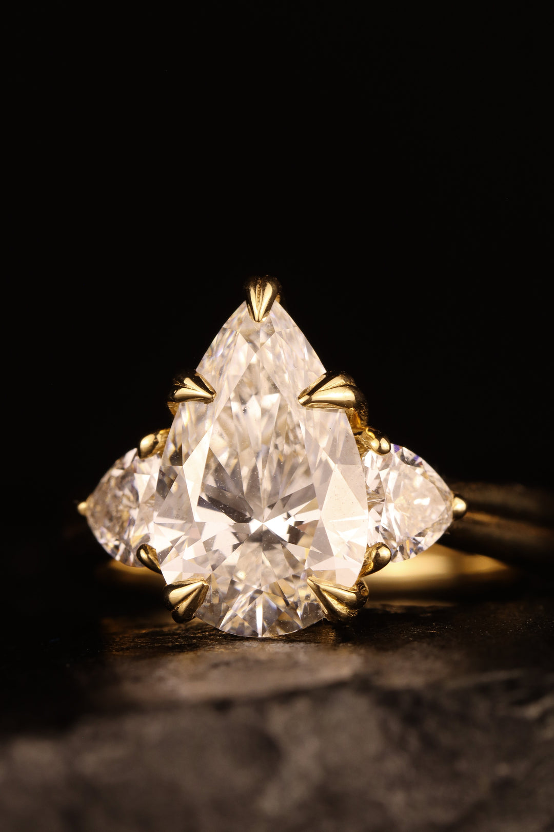 The Eternal Flame – 3ct Pear & Heart Diamond Ring in 18K Gold
