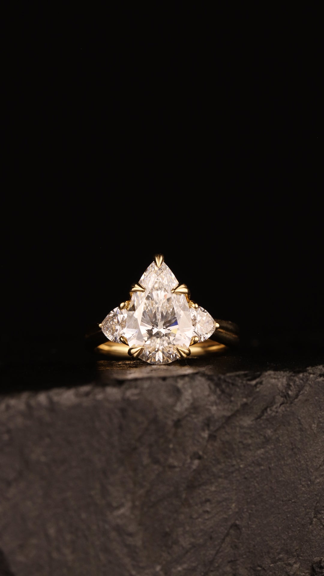 The Eternal Flame – 3ct Pear & Heart Diamond Ring in 18K Gold