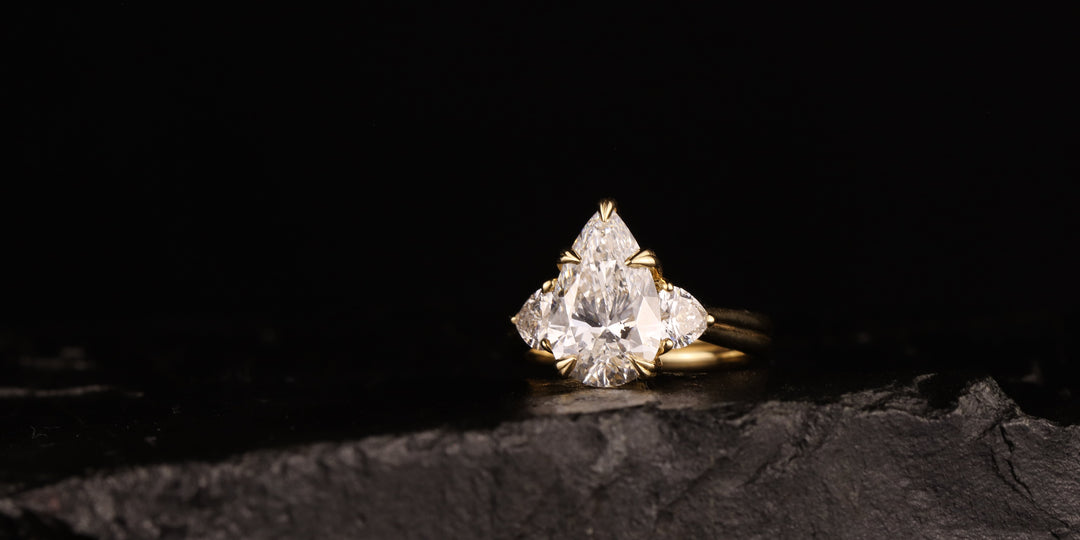 The Eternal Flame – 3ct Pear & Heart Diamond Ring in 18K Gold