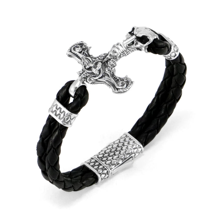 Skull hammer leather bracelet