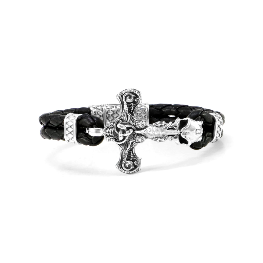 Skull hammer leather bracelet