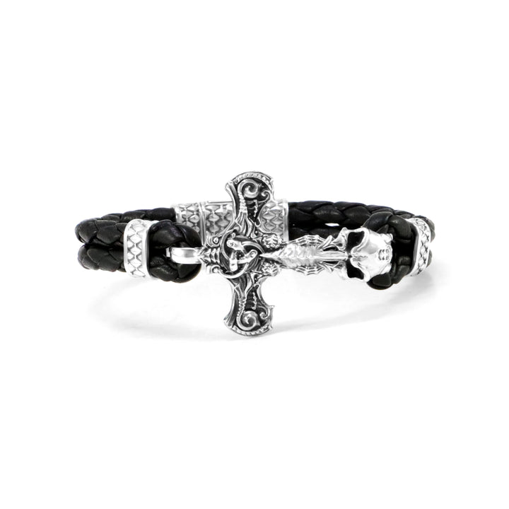 Skull hammer leather bracelet