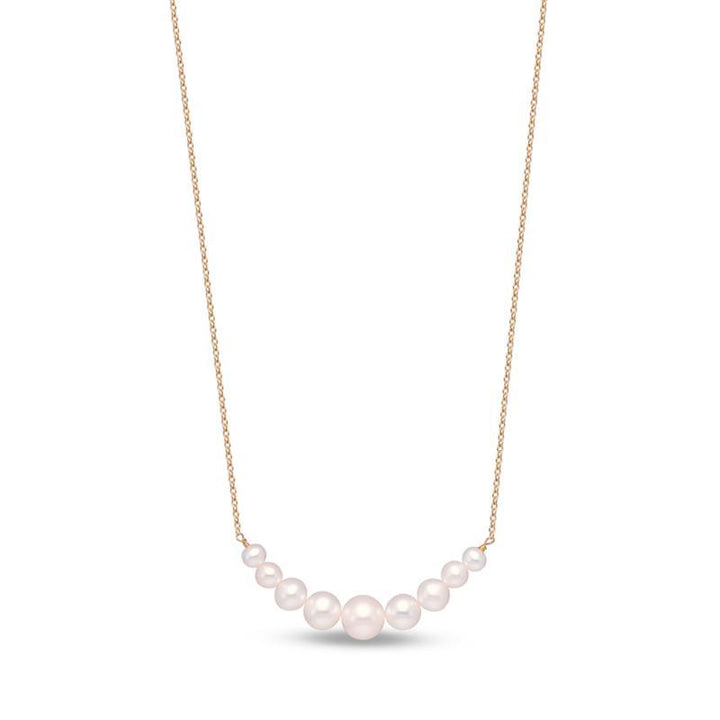 4-8MM White Freshwater Pearl Necklace in 14K Yellow Gold, 18 Inches