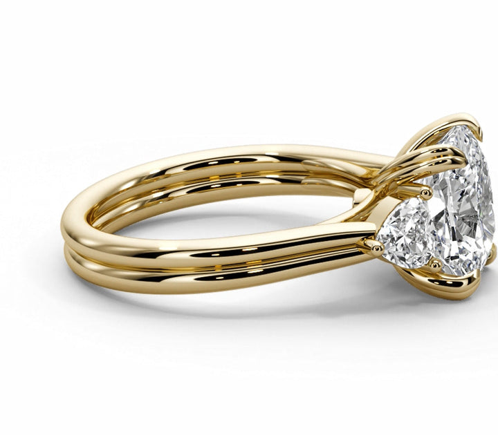 The Devotion – Cushion & Heart Diamond Ring in 18K Gold
