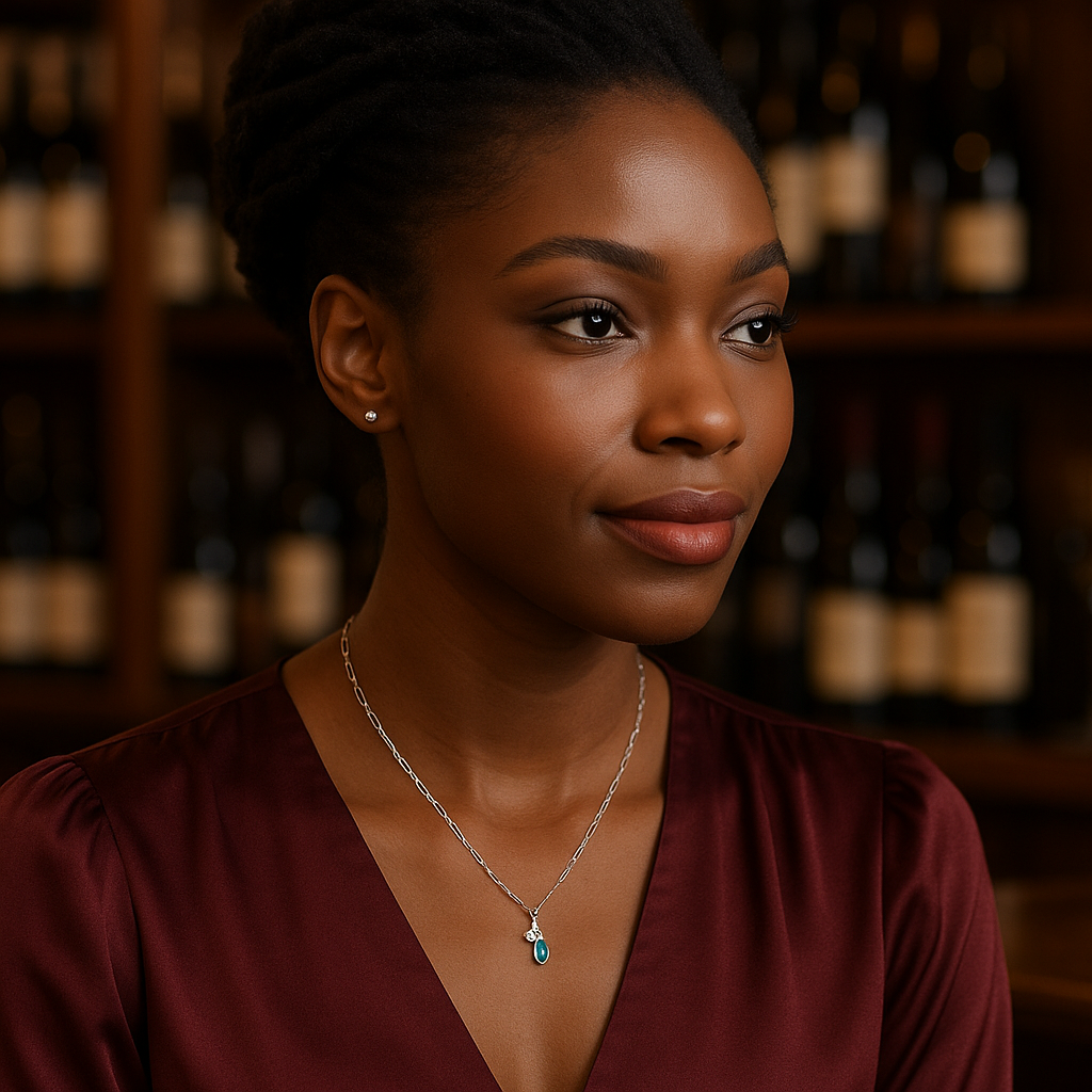 Silver May Birthstone Lab-Created Emerald & Lab-Created Diamond Mini Paperclip Necklace