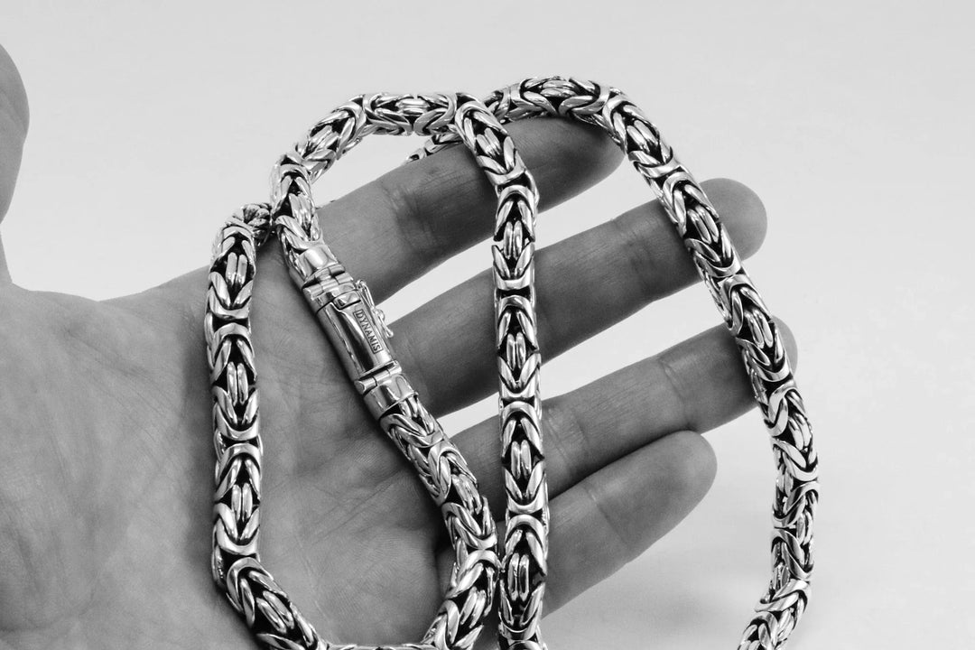 Heavy silver byzantine necklace  (8 mm)