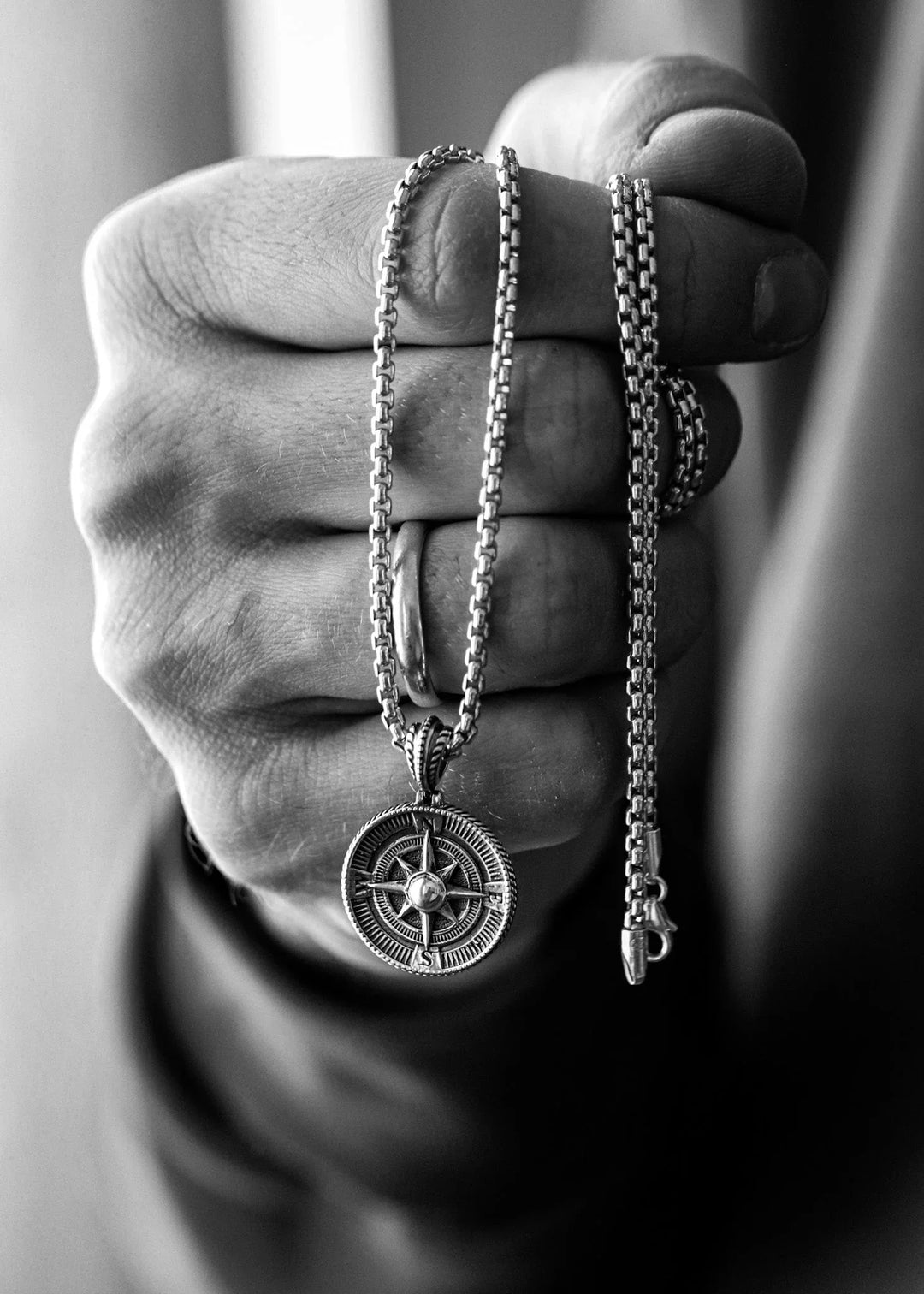 Silver Compass Pendant