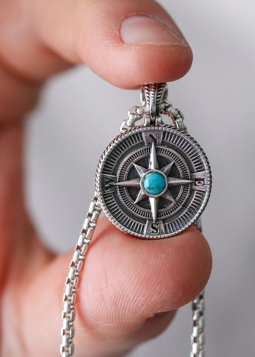 Silver Compass Pendant