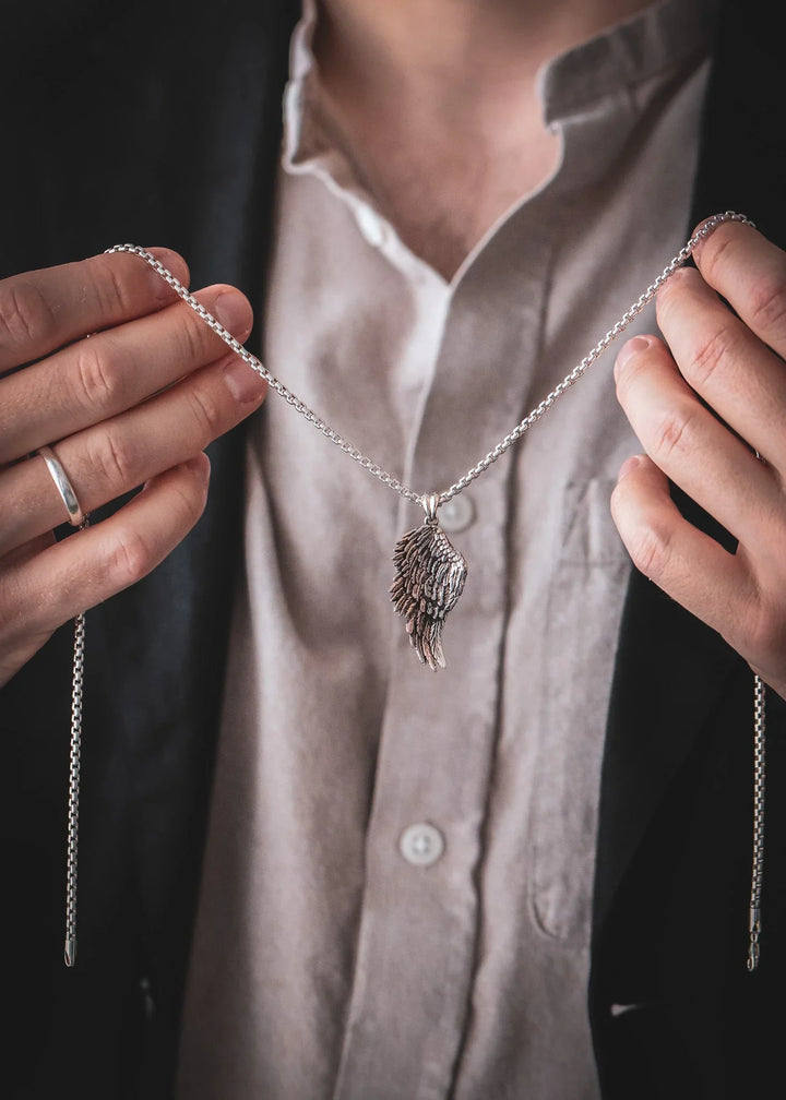 Silver Angel Wing Pendant L