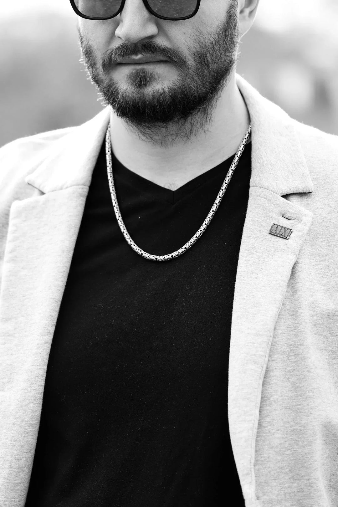 Heavy silver byzantine necklace (5 mm)