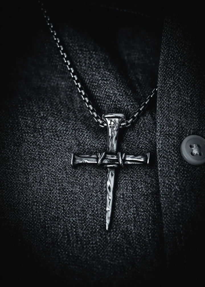 Three Nails Cross Silver Pendant