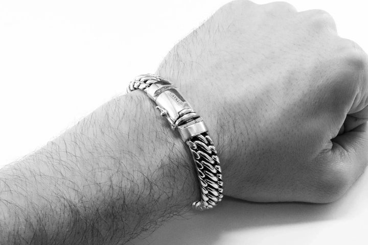 Heavy Woven Snake Silver Bracelet (12 mm)
