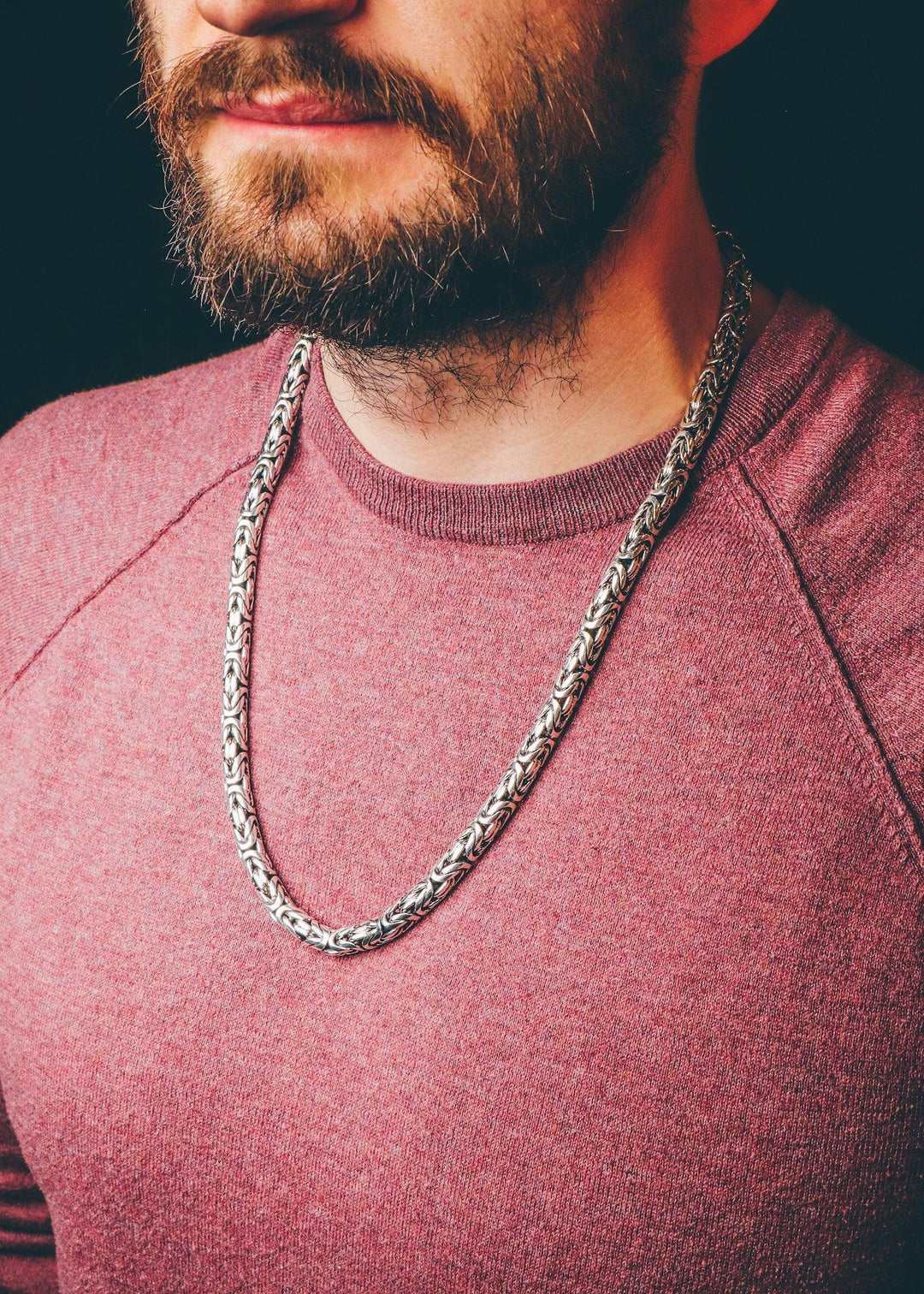 Heavy silver byzantine necklace  (8 mm)