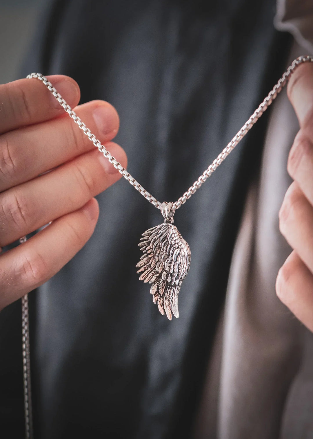 Silver Angel Wing Pendant L