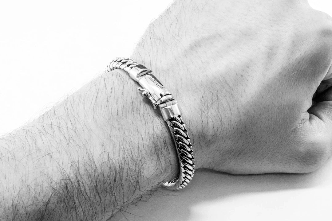 Woven snake silver bracelet (8 mm)