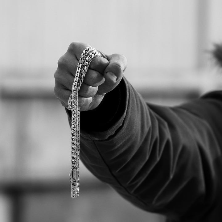 Heavy silver Cuban necklace (10 mm)