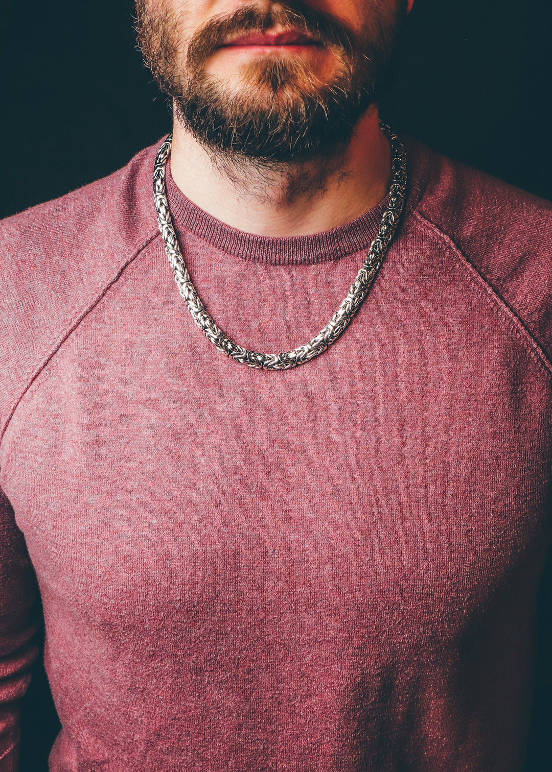 Heavy silver byzantine necklace (11 mm)