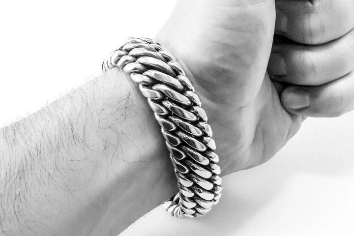 Woven Chunky Silver Bracelet (20 mm)