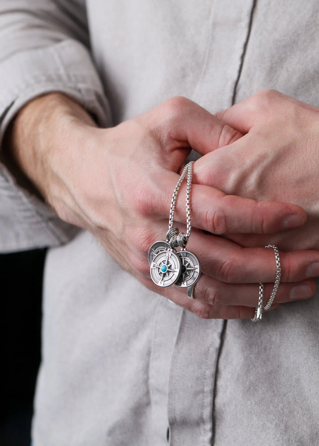 Silver Compass Pendant