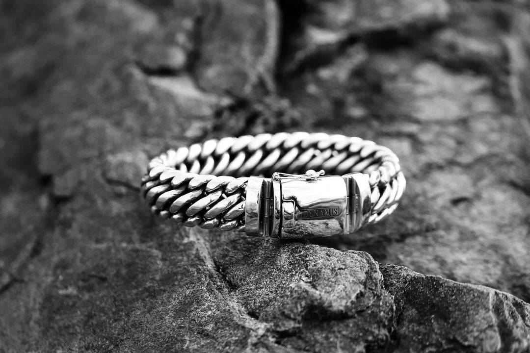 Woven Chunky Silver Bracelet (20 mm)