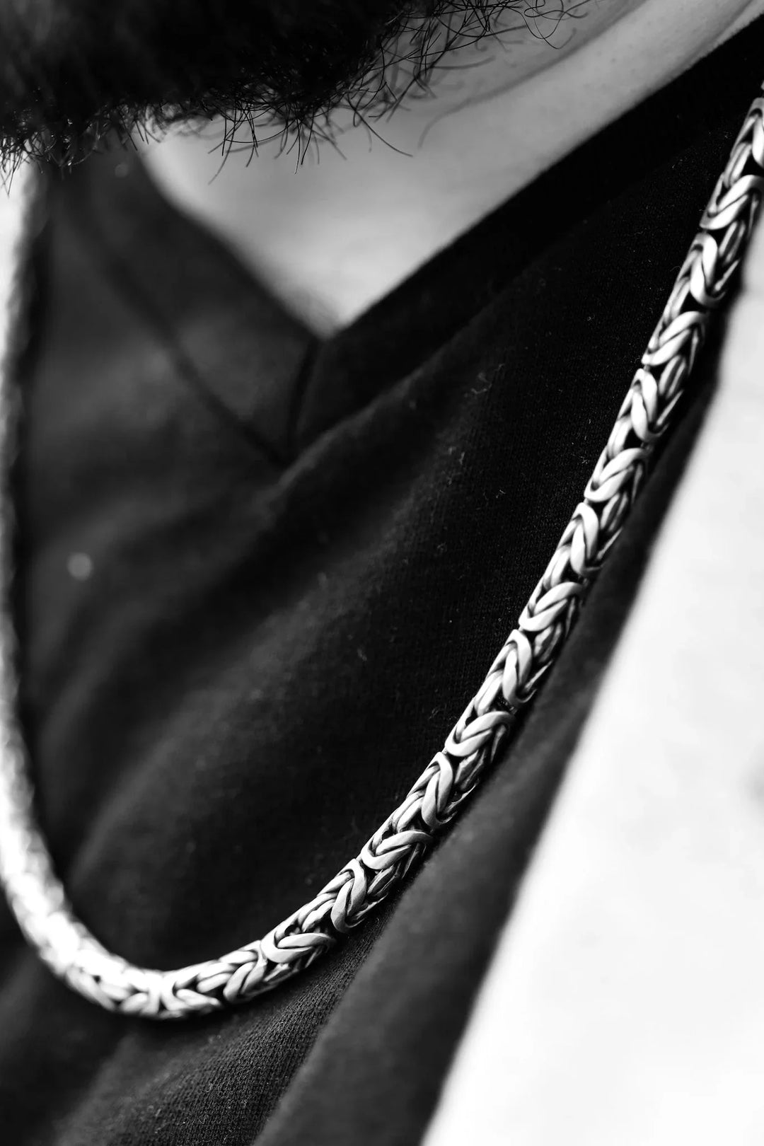 Heavy silver byzantine necklace (5 mm)