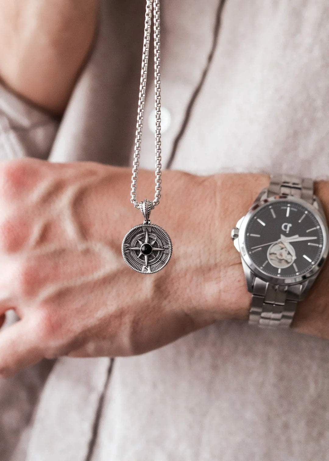 Silver Compass Pendant