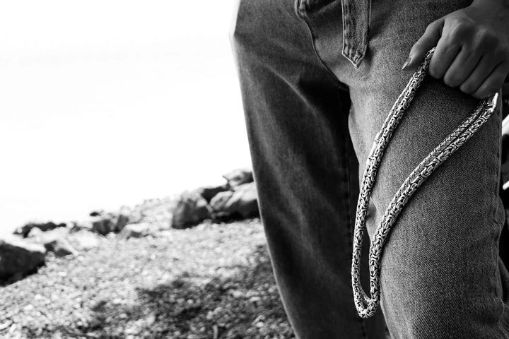 Heavy silver byzantine necklace  (8 mm)