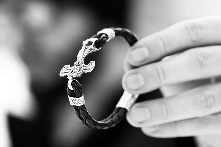 Skull hammer leather bracelet