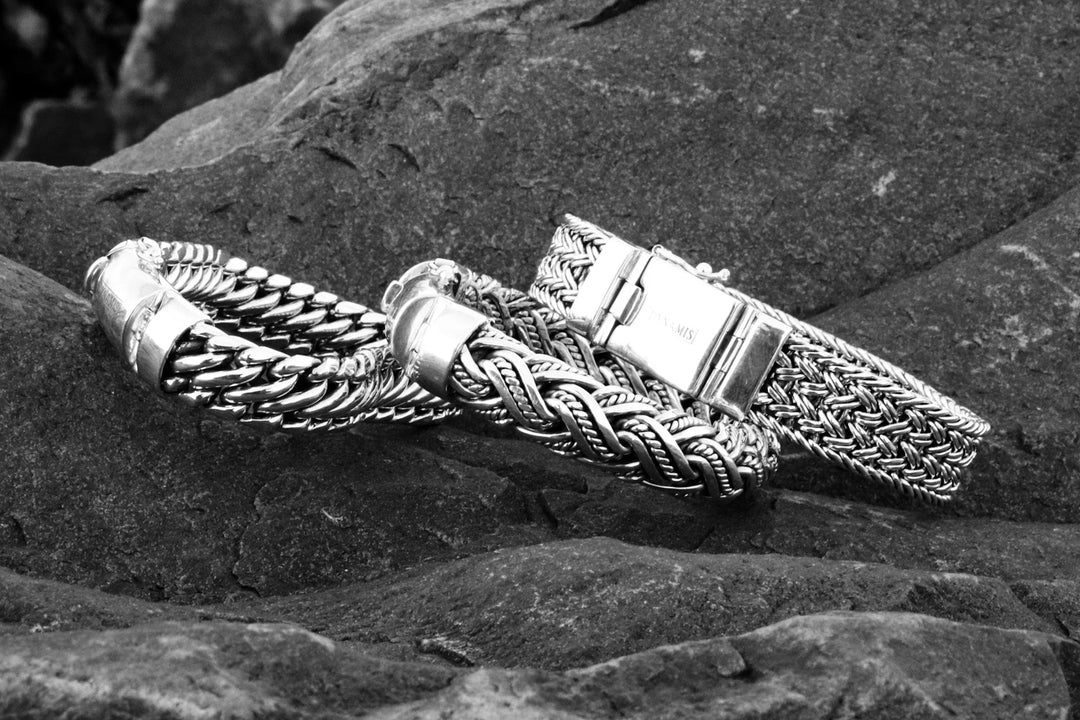 Heavy Woven Snake Silver Bracelet (12 mm)