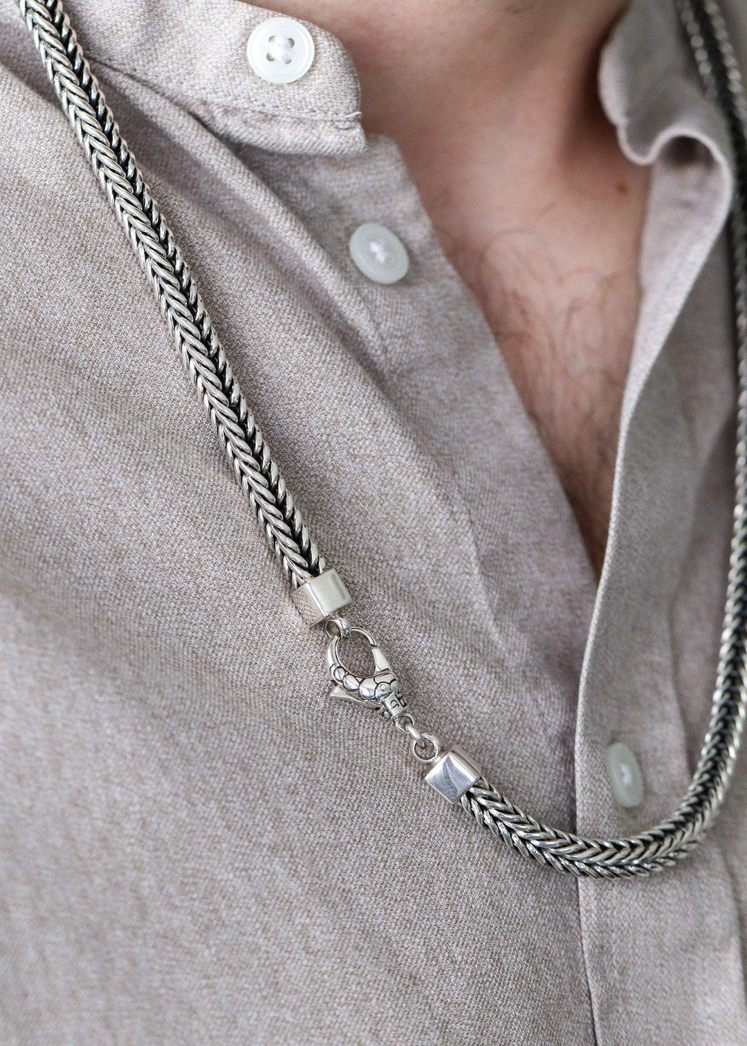 Heavy silver foxtail necklace (6 mm)