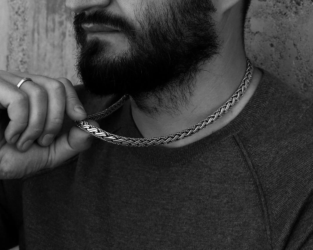 Heavy Silver Bali Necklace (8 MM)