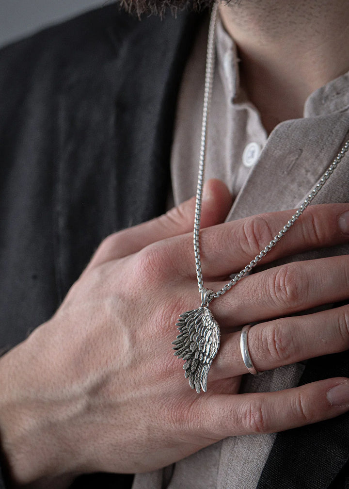 Silver Angel Wing Pendant L