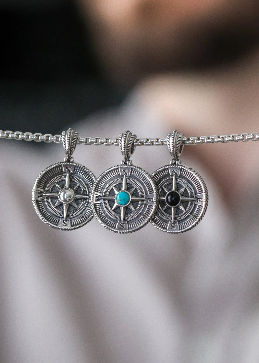Silver Compass Pendant