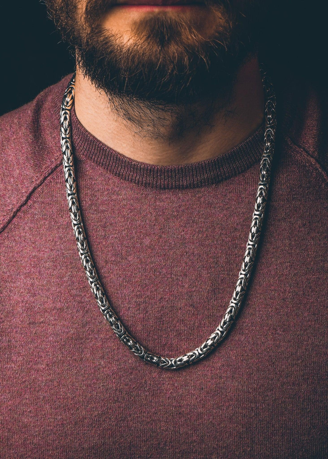 Heavy silver byzantine necklace  (8 mm)