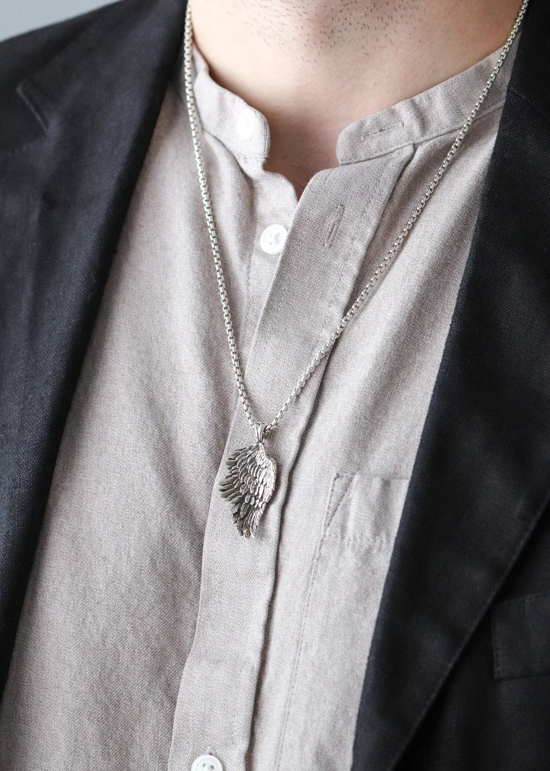 Silver Angel Wing Pendant L