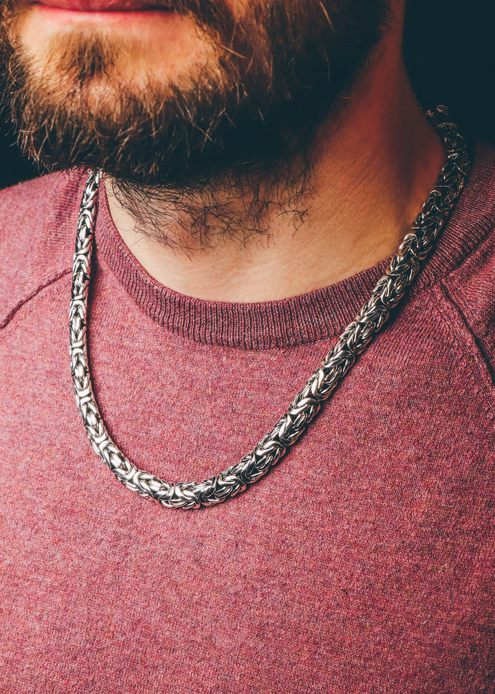 Heavy silver byzantine necklace (11 mm)