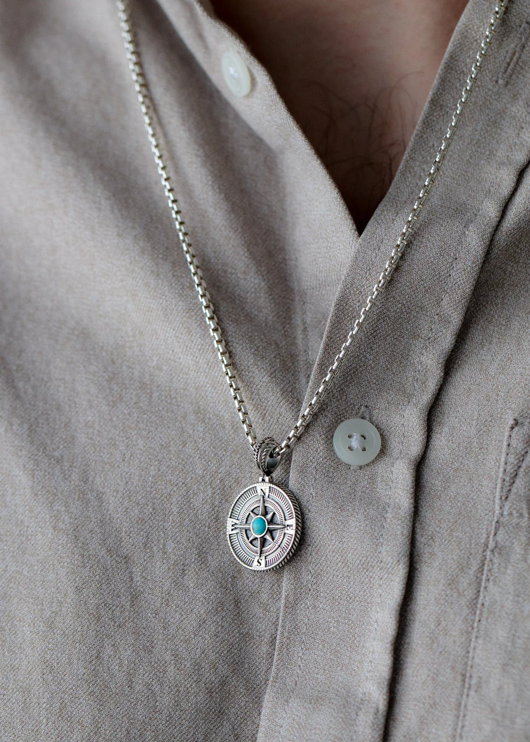 Silver Compass Pendant