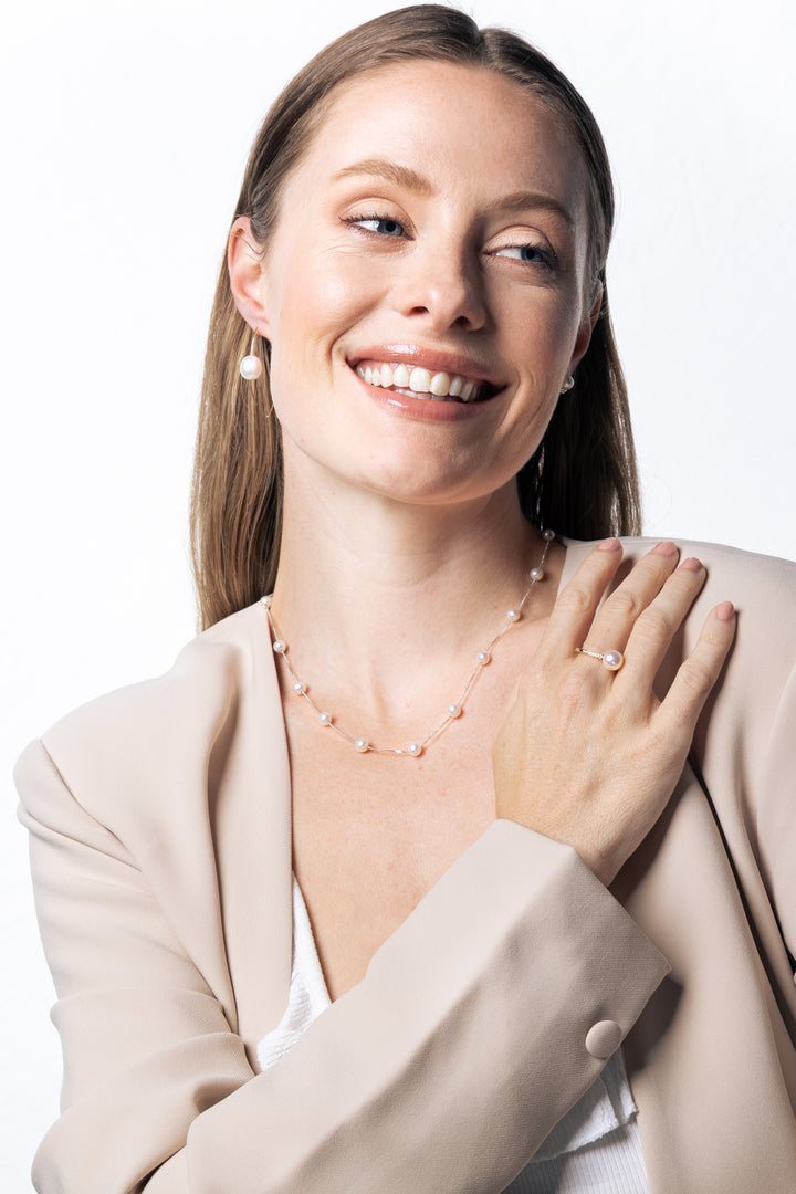 5.5-6mm Freshwater Pearl Necklace in 14K White Gold