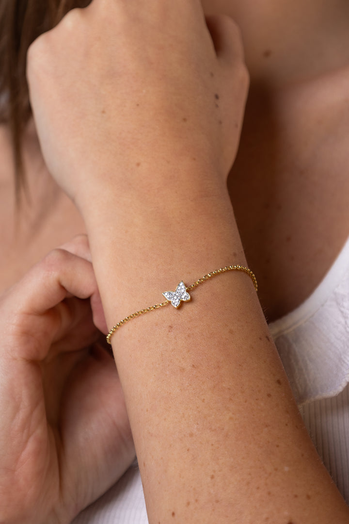 women wearing Gold Butterfly Bolo Bracelet