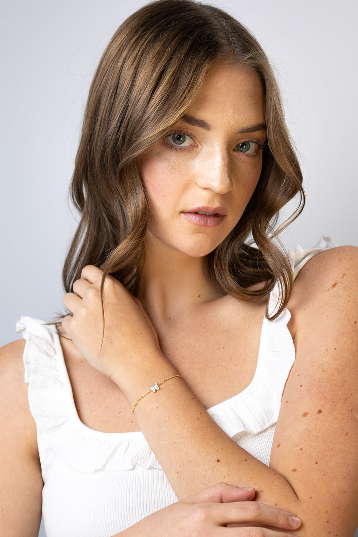 women wearing Gold Butterfly Bolo Bracelet