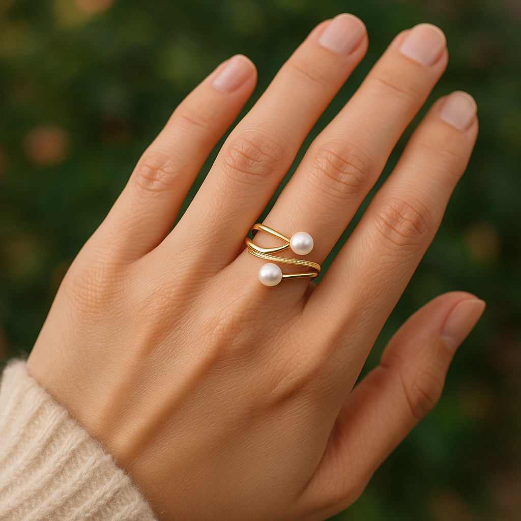 5-7mm Freshwater Pearl Diamond Ring in 18K Gold