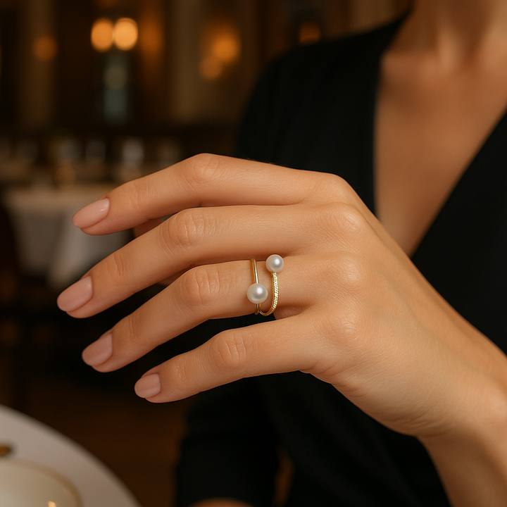 5-7mm Freshwater Pearl Diamond Ring in 18K Gold