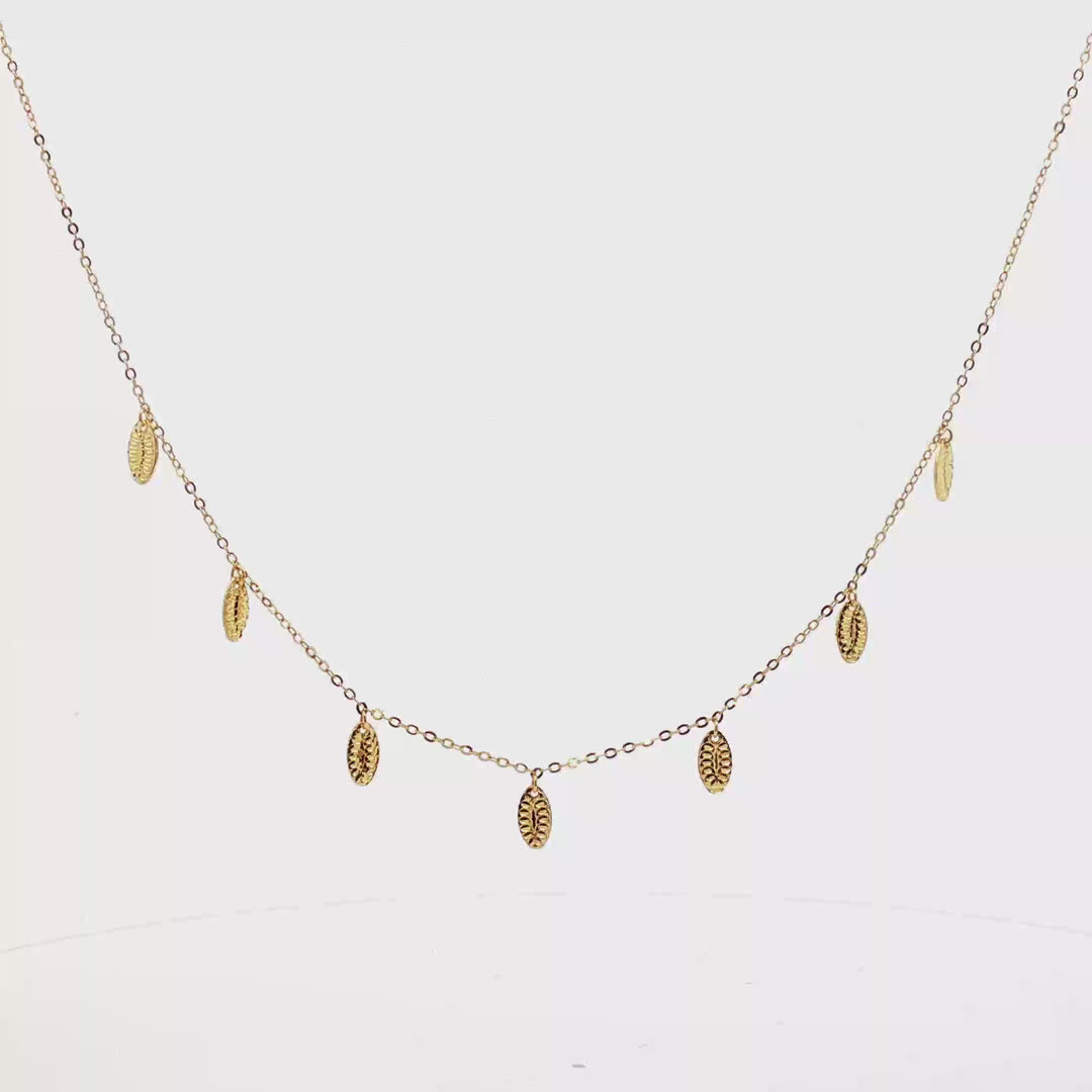 24k Gold  Leaf-Pendant Chain Necklace