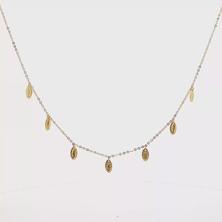 24k Gold  Leaf-Pendant Chain Necklace