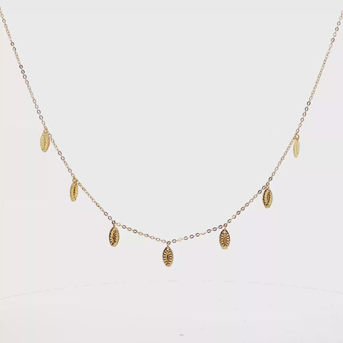 24k Gold  Leaf-Pendant Chain Necklace