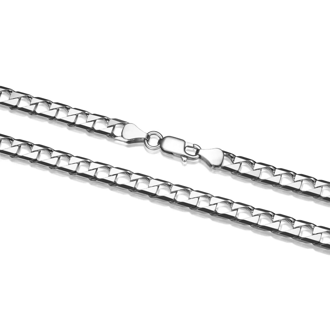 Italian Chain Rhodium Plated Square Curb Necklace - 22"